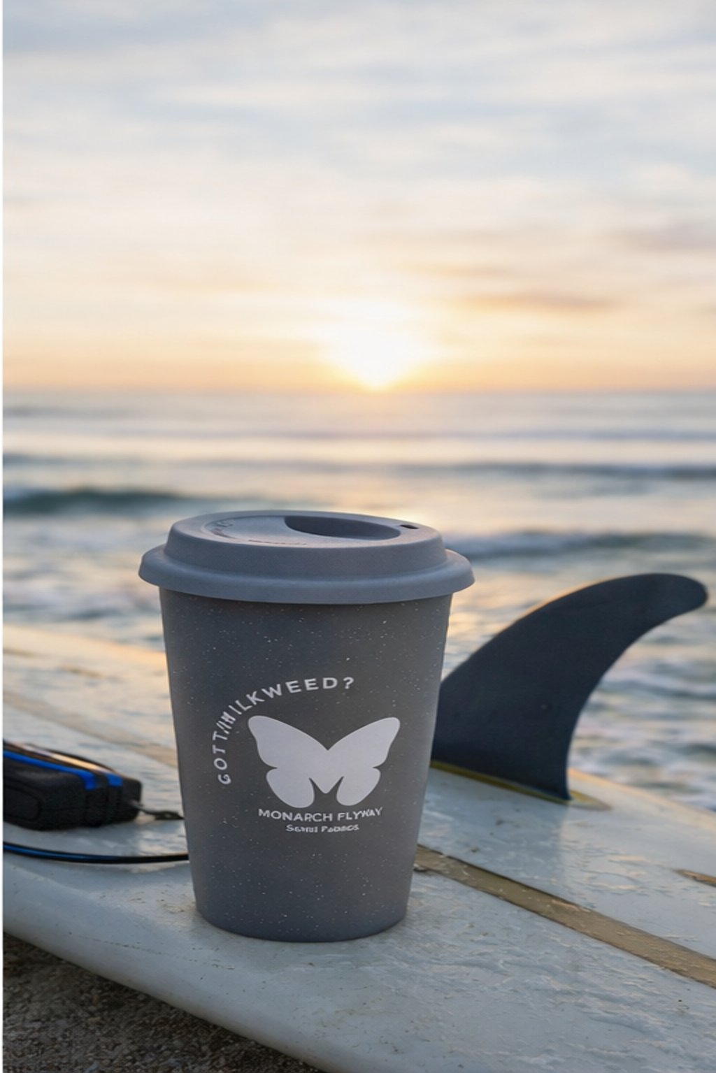 Monarch Flyway “Got Milkweed?” 9oz Ceramic Travel Tumbler with Silicone Lid